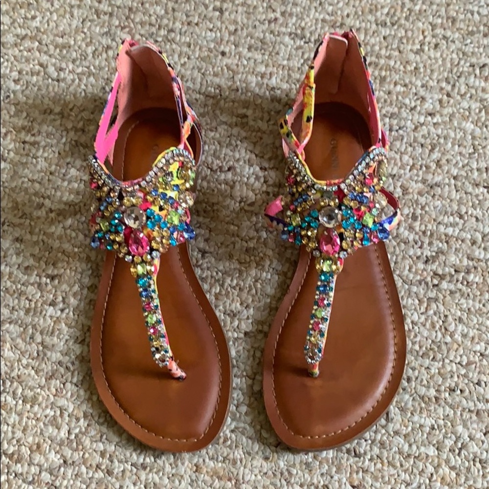 Gianni Bini Crowne Jeweled T-Strap Ankle Sandal